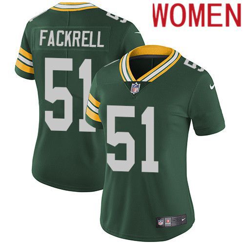 Women Green Bay Packers #51 Kyler Fackrell Green Nike Vapor Limited NFL Jersey->women nfl jersey->Women Jersey
